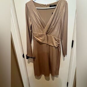 Lauren Ralph Lauren Metallic Beige Long Sleeve Dress